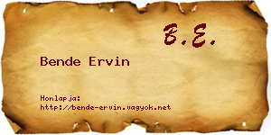 Bende Ervin névjegykártya