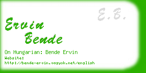 ervin bende business card